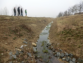Kontrolle eines entrohrten/ renaturierten Gewässerabschnittes in den Schutower Moorwiesen